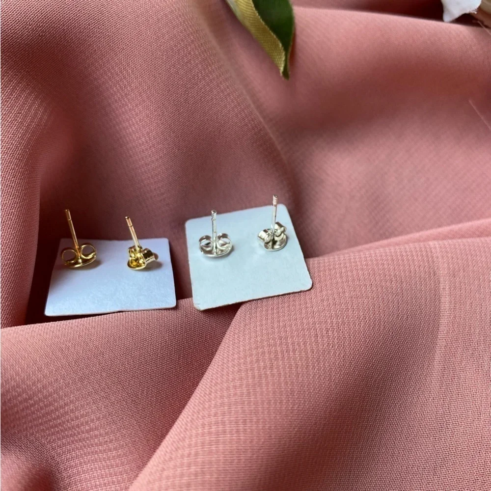 18K‎ Gold Filled Small Gold And Rhodium 8mm Stud Earrings - The Essential Set!